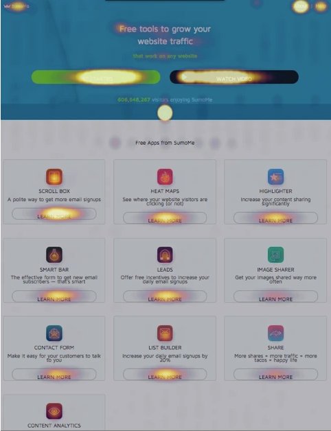 heatmap of home page of sumo.com