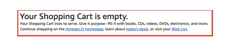Amazon Empty Cart Example