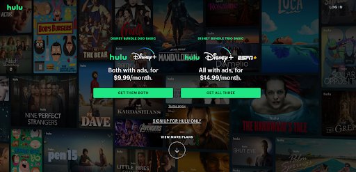 Hulu provides clear instructions and options on what actions users can take on their home page.