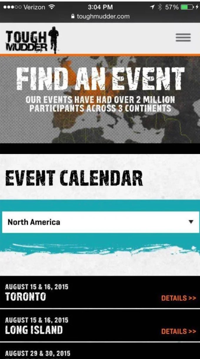 Tough Mudder's website