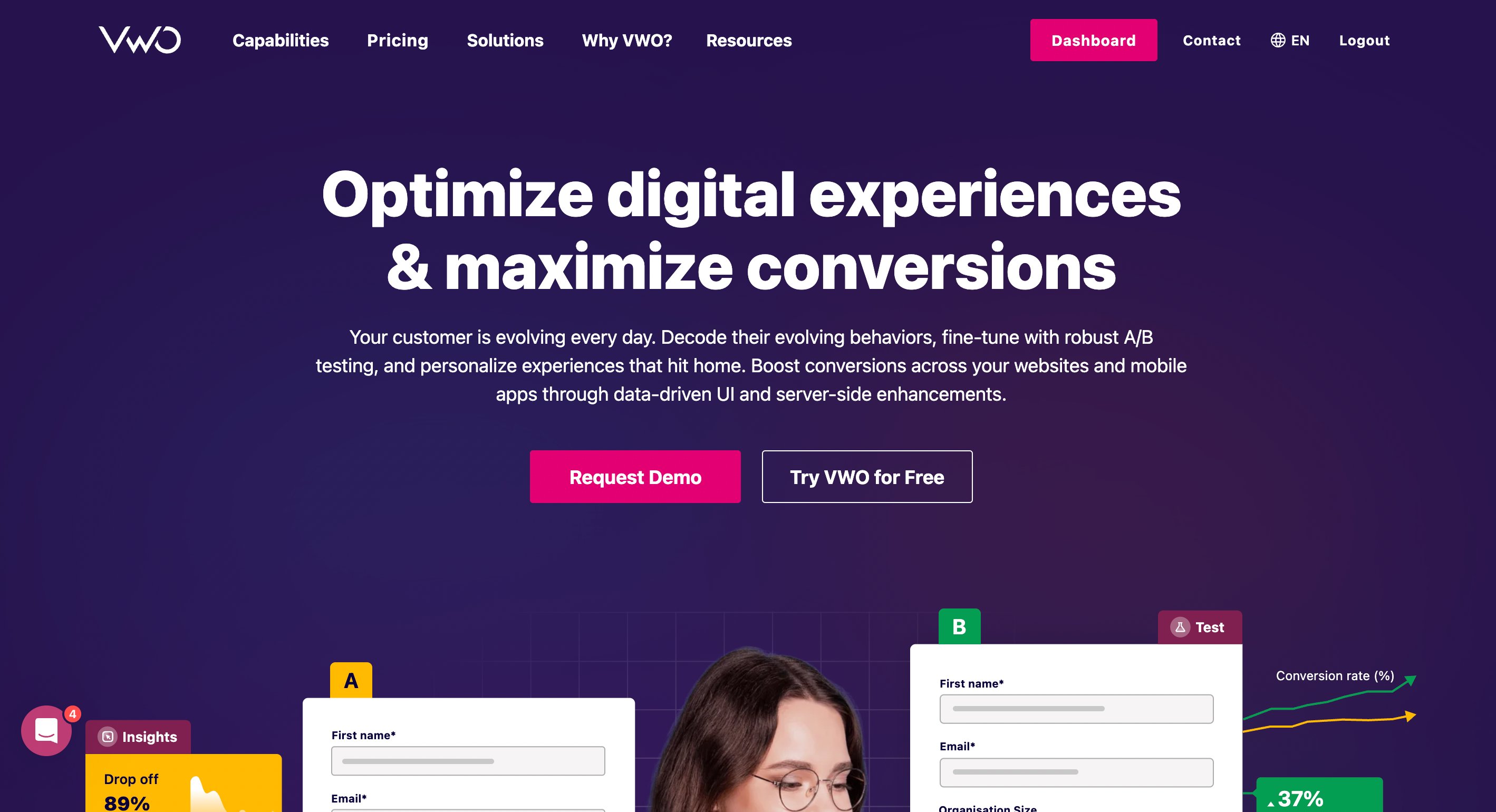 VWO homepage