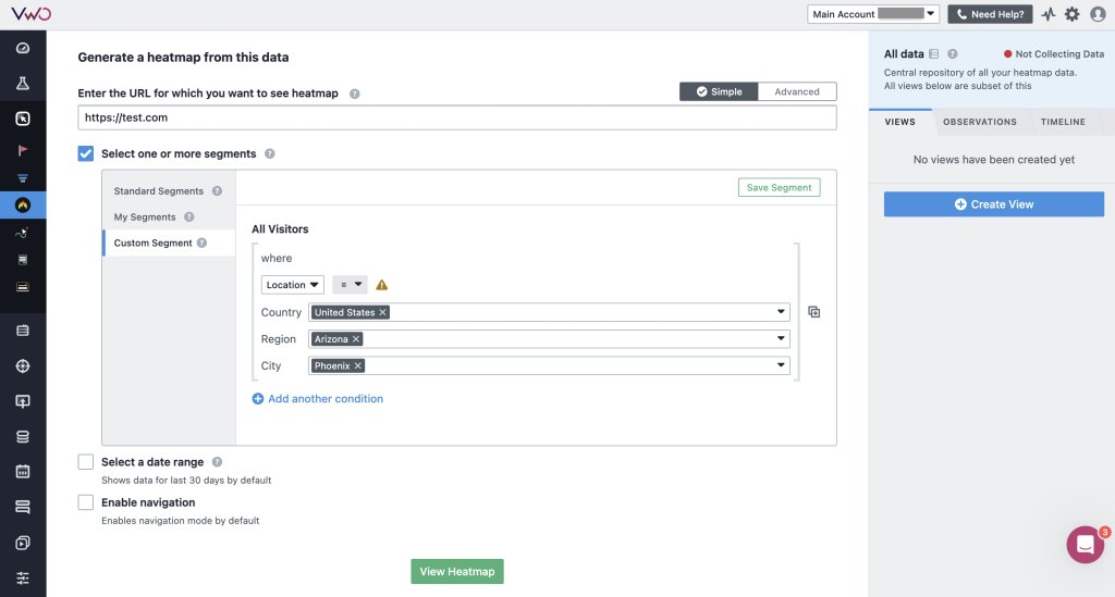 VWO Insights - Web dashboard