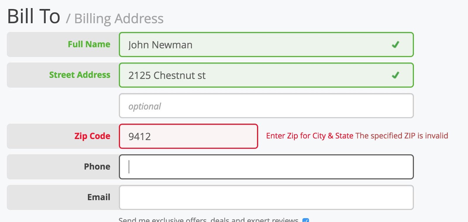 Use Inline Form Field Validation