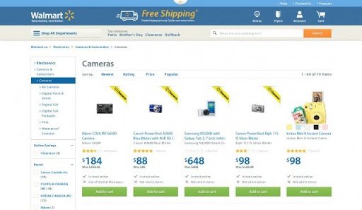 The original version of Walmart Canada’s website