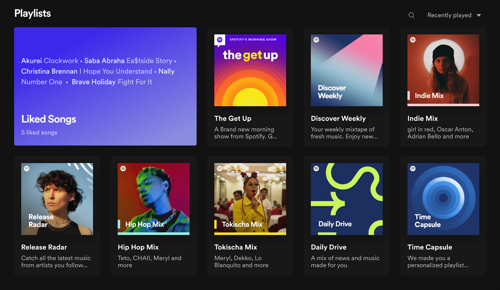 Spotify homepage