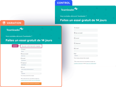 a/b testing requirement of credit card on SaaS website